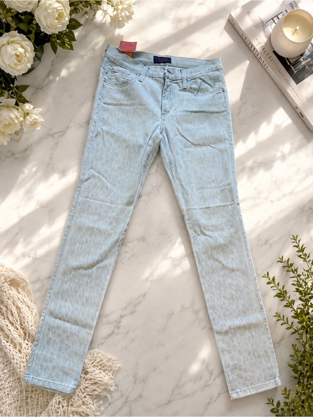 NWT James Jeans Light Wash Leopard Print Skinny Jeans Designer Denim
